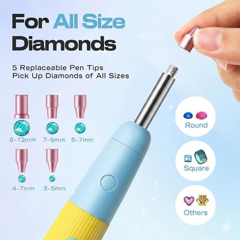 أداة وضع حجر الراين للإصلاح العاجل اللاسلكي من PeakLuv، مجموعة Bedazzler مع وظيفة التقاط الفراغ، عصا تثبيت ساخنة قابلة للتعديل للملابس والنسيج والحرف اليدوية، 5 نصائح و3024 قطعة من أحجار الراين in Kuwait