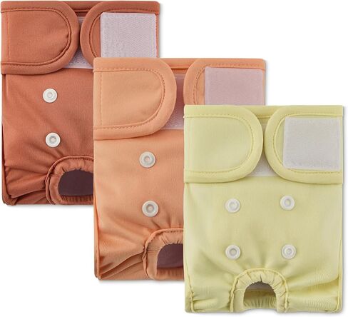 Amazon Basics Washable Dog Diapers, Highly Absorbent, Female, XS Size, 3 Pack, 12.2“ x 10.2" x 0.21“, Colors- Cinnamon, Peach, Pale Olive in Saudi Arabia