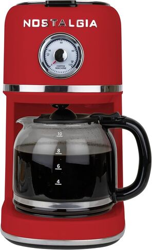 Nostalgia Classic Retro 10 Cup Coffee Maker - One-Touch Drip Brew, Reusable Filter - Anti-Drip, Auto Shutoff, & Time Display - Dishwasher Safe 50 oz Carafe - Cream in Saudi Arabia