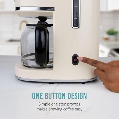 Nostalgia Classic Retro 10 Cup Coffee Maker - One-Touch Drip Brew, Reusable Filter - Anti-Drip, Auto Shutoff, & Time Display - Dishwasher Safe 50 oz Carafe - Cream in Saudi Arabia