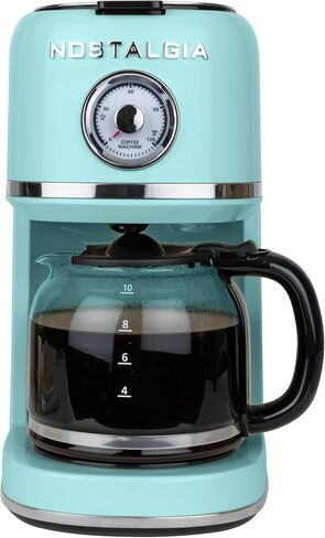 Nostalgia Classic Retro 10 Cup Coffee Maker - One-Touch Drip Brew, Reusable Filter - Anti-Drip, Auto Shutoff, & Time Display - Dishwasher Safe 50 oz Carafe - Cream in Saudi Arabia
