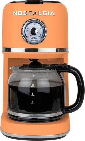 Nostalgia Classic Retro 10 Cup Coffee Maker - One-Touch Drip Brew, Reusable Filter - Anti-Drip, Auto Shutoff, & Time Display - Dishwasher Safe 50 oz Carafe - Cream in Saudi Arabia