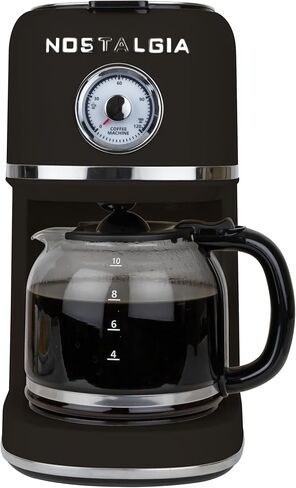 Nostalgia Classic Retro 10 Cup Coffee Maker - One-Touch Drip Brew, Reusable Filter - Anti-Drip, Auto Shutoff, & Time Display - Dishwasher Safe 50 oz Carafe - Cream in Saudi Arabia