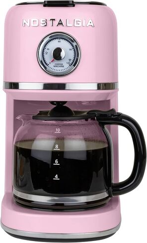 Nostalgia Classic Retro 10 Cup Coffee Maker - One-Touch Drip Brew, Reusable Filter - Anti-Drip, Auto Shutoff, & Time Display - Dishwasher Safe 50 oz Carafe - Cream in Saudi Arabia