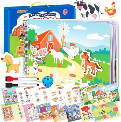 كتاب مونتيسوري المزدحم المُجمَّع مسبقًا للأطفال الصغار الذين تتراوح أعمارهم بين 3-5 سنوات | أنشطة التعلم في مرحلة ما قبل المدرسة مع ألعاب التوحد الحسية | ألعاب المدرسة المنزلية والسفر | هدايا للأولاد والبنات بعمر 3 4 5 6 سنوات in Kuwait