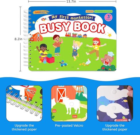 كتاب مونتيسوري المزدحم المُجمَّع مسبقًا للأطفال الصغار الذين تتراوح أعمارهم بين 3-5 سنوات | أنشطة التعلم في مرحلة ما قبل المدرسة مع ألعاب التوحد الحسية | ألعاب المدرسة المنزلية والسفر | هدايا للأولاد والبنات بعمر 3 4 5 6 سنوات in Kuwait