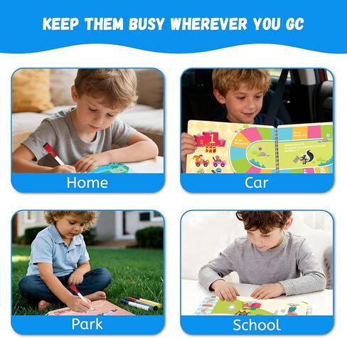 كتاب مونتيسوري المزدحم المُجمَّع مسبقًا للأطفال الصغار الذين تتراوح أعمارهم بين 3-5 سنوات | أنشطة التعلم في مرحلة ما قبل المدرسة مع ألعاب التوحد الحسية | ألعاب المدرسة المنزلية والسفر | هدايا للأولاد والبنات بعمر 3 4 5 6 سنوات in Kuwait