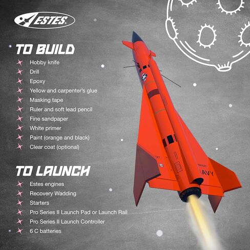 Estes 9731 Pro Series II Jayhawk Model Rocket Kit، طقم نموذج صاروخ طائر طبق الأصل للأعمار من 18 عامًا فما فوق in Kuwait