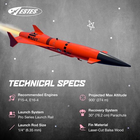 Estes 9731 Pro Series II Jayhawk Model Rocket Kit، طقم نموذج صاروخ طائر طبق الأصل للأعمار من 18 عامًا فما فوق in Kuwait