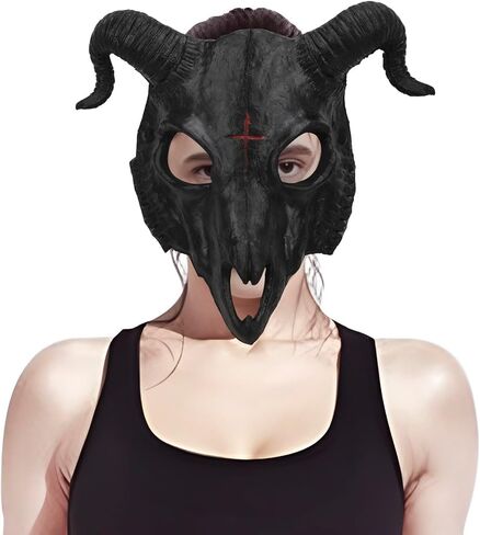 PURFUN Gothic Goat Head Skull Mask Ram Horns Animal Skull Costume Mask Demon Devil Evil Mask Cosplay Halloween Decor Prop in Saudi Arabia