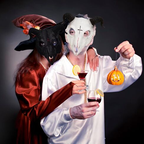 PURFUN Gothic Goat Head Skull Mask Ram Horns Animal Skull Costume Mask Demon Devil Evil Mask Cosplay Halloween Decor Prop in Saudi Arabia
