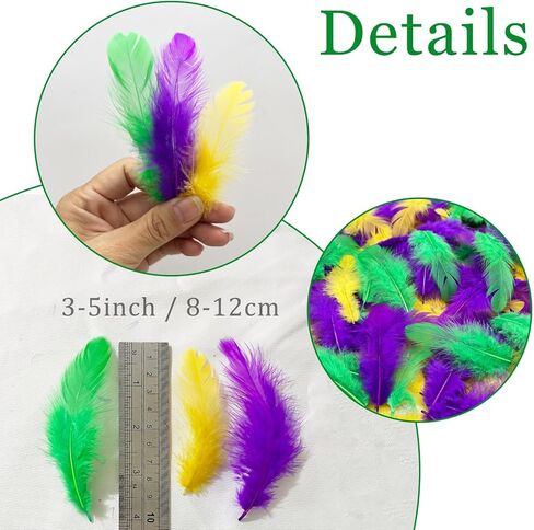 500PCS Small Craft Feathers Mardi Gras Assorted Colors 3-5Inch Purple Green Yellow Gold Rooster Feathers for Birthday Party Decoration Balloons Ornaments Dream Catchers Kindergarten Crafting in Saudi Arabia