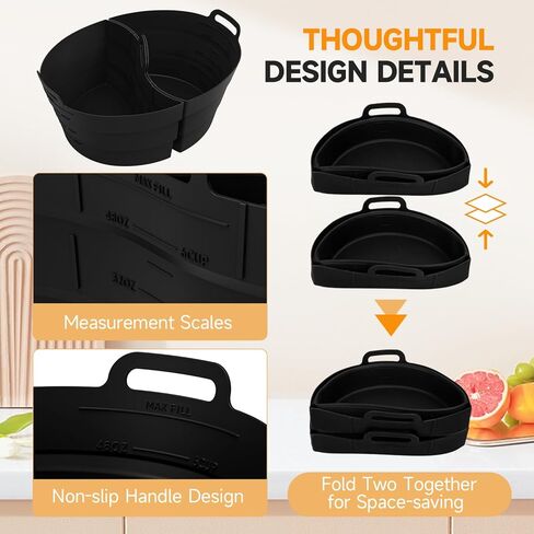 ChefAid Slow Cooker Divider Liners with Handle, 100% Silicone Reusable Slow Cooker Liners Compatible with 6-8 Quart Oval or Round Slow Cooker, Fits 7 Quart Crockpot Liners (Black, 2 Pack) in Kuwait