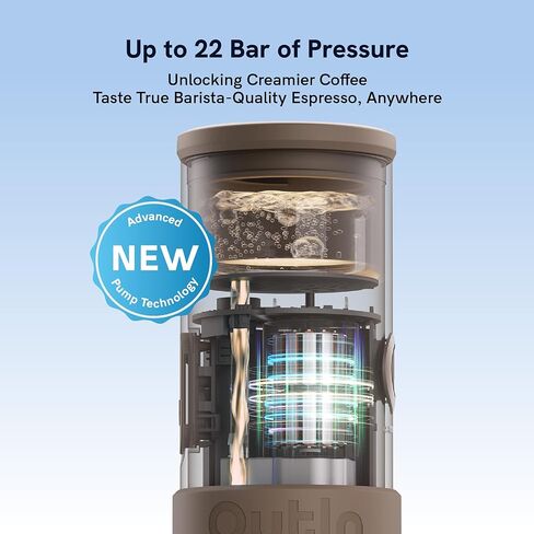 OutIn Mino Portable Electric Espresso Machine, Mini Camping Coffee Maker for Travel, Pocket Sized Coffee Machine Self-Heating, Ground Coffee & NS Capsule Adapter For Adventure in Kuwait