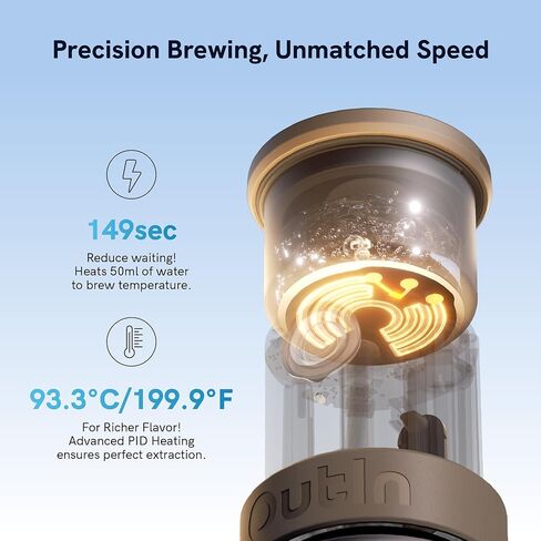 OutIn Mino Portable Electric Espresso Machine, Mini Camping Coffee Maker for Travel, Pocket Sized Coffee Machine Self-Heating, Ground Coffee & NS Capsule Adapter For Adventure in Kuwait