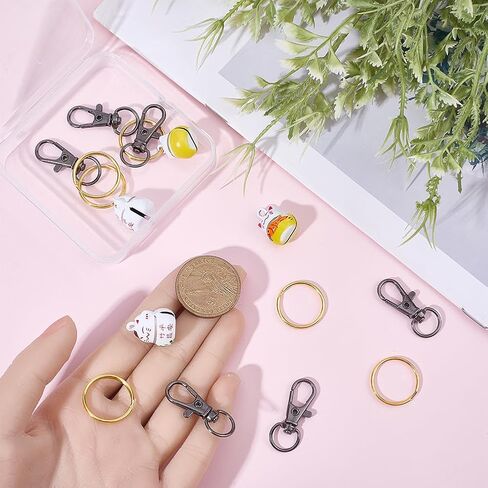 16Pcs DIY Keychain Making Kits Lucky Cat Collar Bells Loud Jingle Dog Bells Fortune Cat Charm Pendants with Swivel Clasps Split Key Rings for Puppy Kitten Collar Purse Keys Bag Jewelry in Kuwait