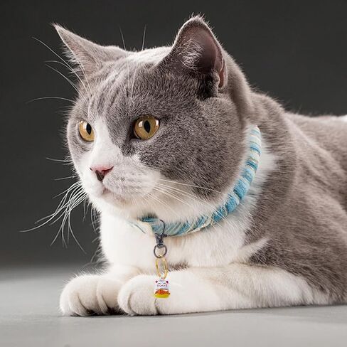 16Pcs DIY Keychain Making Kits Lucky Cat Collar Bells Loud Jingle Dog Bells Fortune Cat Charm Pendants with Swivel Clasps Split Key Rings for Puppy Kitten Collar Purse Keys Bag Jewelry in Kuwait