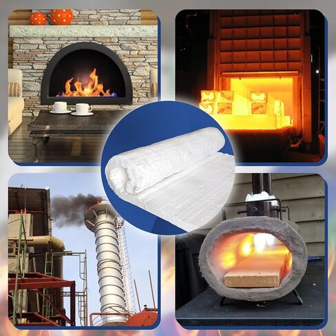 SIMOND STORE Ceramic Fiber Blanket - 8LB 2600F - 1" x 12" x 24" - High Temperature Insulation for Forge Furnace Wood Stove Fireplace Kiln Pizza Oven Chimney - Dishwasher Insulation Blanket with Knife in Kuwait