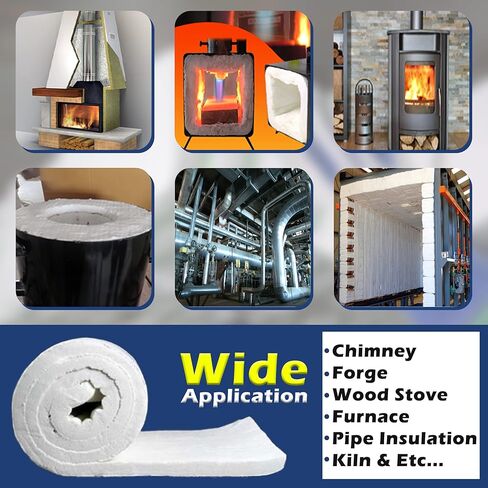 SIMOND STORE Ceramic Fiber Blanket - 8LB 2600F - 1" x 12" x 24" - High Temperature Insulation for Forge Furnace Wood Stove Fireplace Kiln Pizza Oven Chimney - Dishwasher Insulation Blanket with Knife in Kuwait