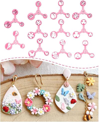 Keoker Spring Polymer Clay Cutters, Polymer Clay Flower Cutters, 10 Shapes Mini Clay Cutter, 3 Sizes(Micro. Mini, Small), Decoration to Make Spring Earrings in Saudi Arabia