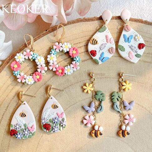 Keoker Spring Polymer Clay Cutters, Polymer Clay Flower Cutters, 10 Shapes Mini Clay Cutter, 3 Sizes(Micro. Mini, Small), Decoration to Make Spring Earrings in Saudi Arabia