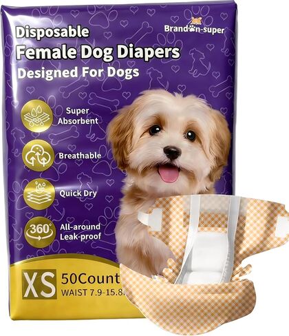BrandonSuper Dog Diapers Male 50CT,S,Ultra Absorbent Disposable Small Puppy Dog Wraps,Leak-Proof Belly Band for Male Adult Dog and Puppy in Saudi Arabia