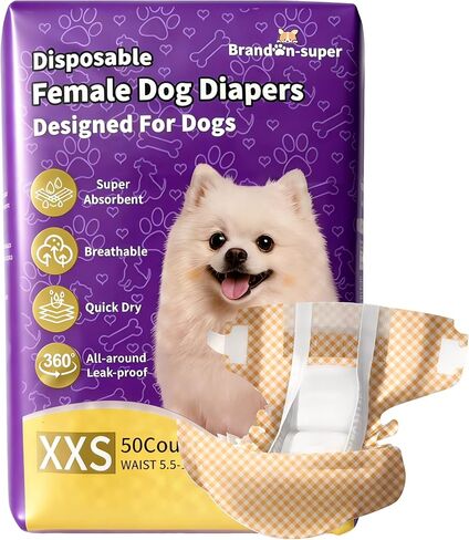 BrandonSuper Dog Diapers Male 50CT,S,Ultra Absorbent Disposable Small Puppy Dog Wraps,Leak-Proof Belly Band for Male Adult Dog and Puppy in Saudi Arabia
