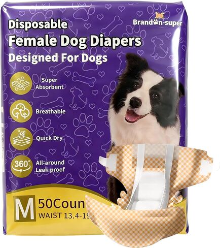 BrandonSuper Dog Diapers Male 50CT,S,Ultra Absorbent Disposable Small Puppy Dog Wraps,Leak-Proof Belly Band for Male Adult Dog and Puppy in Saudi Arabia