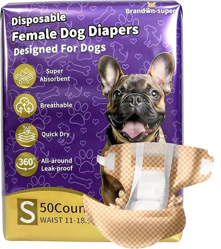 BrandonSuper Dog Diapers Male 50CT,S,Ultra Absorbent Disposable Small Puppy Dog Wraps,Leak-Proof Belly Band for Male Adult Dog and Puppy in Saudi Arabia