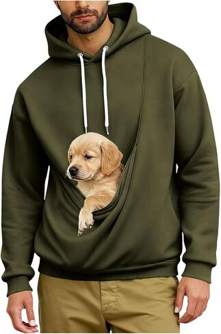 Mens Pet Pouch Hoodies Functional Carrier Sweatshirt for Small Dogs & Cats Soft Fleece Pet Lovers Pullover in Saudi Arabia