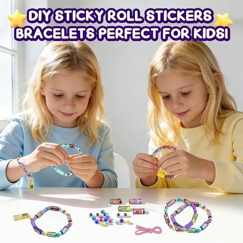 Creative Sticky Rolls Bracelet Making Kit for Kids - 150pcs DIY Reusable Sticker Craft Set, Arts & Crafts Sticker Rolls for Kids Ages 4-12, Ideal Birthday Favors, Classroom Prizes & Travel Toys in Saudi Arabia
