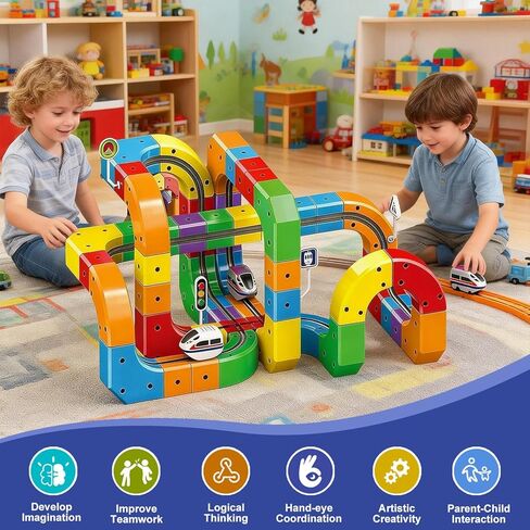 3D Infinity Track with Electric Train Set for Kids, STEM Modular Cube Track Building Toy, Magic Rail Block, Gravity Defying Monorail Trains Tracks,DIY Anti-Gravity Flexible Race Track (Avanced Set) in Saudi Arabia