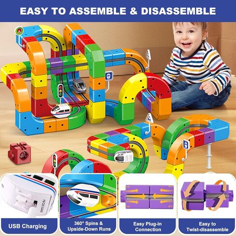 3D Infinity Track with Electric Train Set for Kids, STEM Modular Cube Track Building Toy, Magic Rail Block, Gravity Defying Monorail Trains Tracks,DIY Anti-Gravity Flexible Race Track (Avanced Set) in Saudi Arabia