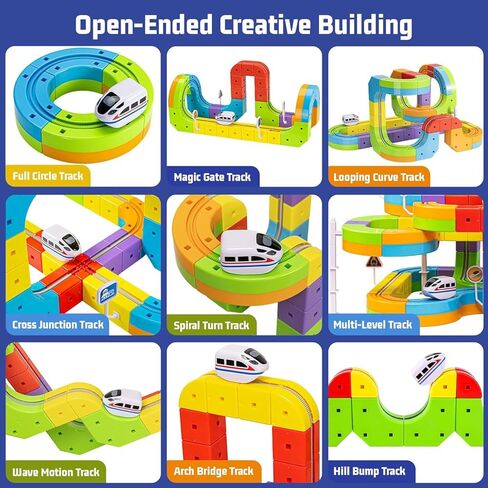3D Infinity Track with Electric Train Set for Kids, STEM Modular Cube Track Building Toy, Magic Rail Block, Gravity Defying Monorail Trains Tracks,DIY Anti-Gravity Flexible Race Track (Avanced Set) in Saudi Arabia