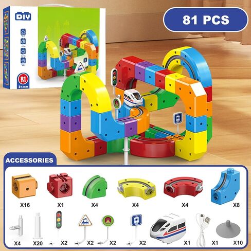 3D Infinity Track with Electric Train Set for Kids, STEM Modular Cube Track Building Toy, Magic Rail Block, Gravity Defying Monorail Trains Tracks,DIY Anti-Gravity Flexible Race Track (Avanced Set) in Saudi Arabia