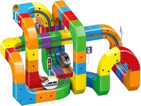 3D Infinity Track with Electric Train Set for Kids, STEM Modular Cube Track Building Toy, Magic Rail Block, Gravity Defying Monorail Trains Tracks,DIY Anti-Gravity Flexible Race Track (Avanced Set) in Saudi Arabia