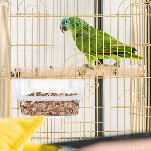 DOITOOL قطعتان من أوعية طعام قفص الطيور، مغذيات قفص الببغاء، طبق طعام معلق من البلاستيك الشفاف، 4 مقصورات، 4.52 × 2.36 × 2.16 بوصة in Kuwait