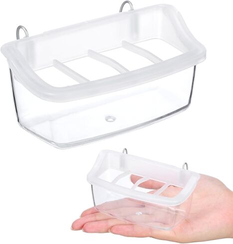 DOITOOL قطعتان من أوعية طعام قفص الطيور، مغذيات قفص الببغاء، طبق طعام معلق من البلاستيك الشفاف، 4 مقصورات، 4.52 × 2.36 × 2.16 بوصة in Kuwait