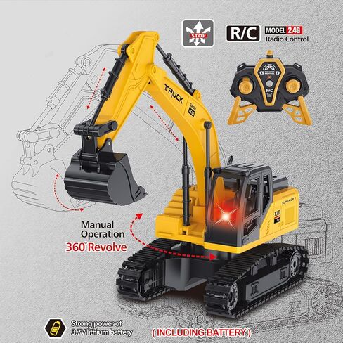 حفار RC، مركبات بناء RC ذات 5 قنوات، ألعاب حفار RC بتردد 2.4 جيجا هرتز مع ضوء، هدية عيد ميلاد للأطفال والكبار in Kuwait