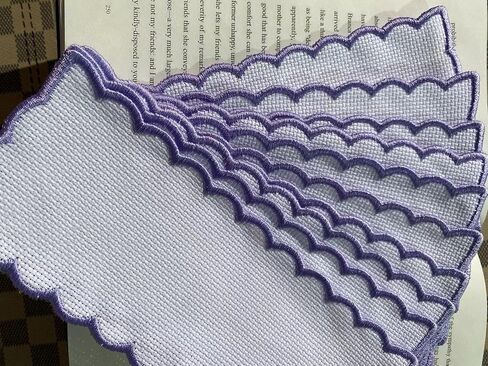 10pcs of Purple Edged 14count aida Fabric Bookmarks to do Cross Stitch,Cotton aida Fabric Edged Bookmarks,Stitch Area 30x100 aida,Outside size9x20cm, Blank Cross Stitch Bookmarks in Kuwait