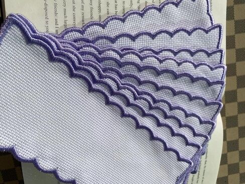 10pcs of Purple Edged 14count aida Fabric Bookmarks to do Cross Stitch,Cotton aida Fabric Edged Bookmarks,Stitch Area 30x100 aida,Outside size9x20cm, Blank Cross Stitch Bookmarks in Kuwait