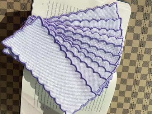 10pcs of Purple Edged 14count aida Fabric Bookmarks to do Cross Stitch,Cotton aida Fabric Edged Bookmarks,Stitch Area 30x100 aida,Outside size9x20cm, Blank Cross Stitch Bookmarks in Kuwait