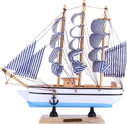 Sewroro Pirate Pirate Sailboat Model Decor Model Wooden Models 1Pc Nautical Decor Sailing for Ocean Theme Party Home Photo Props Sky- Blue Nautical Bathroom in Saudi Arabia