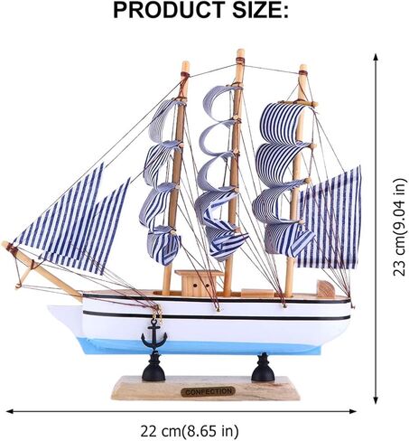 Sewroro Pirate Pirate Sailboat Model Decor Model Wooden Models 1Pc Nautical Decor Sailing for Ocean Theme Party Home Photo Props Sky- Blue Nautical Bathroom in Saudi Arabia