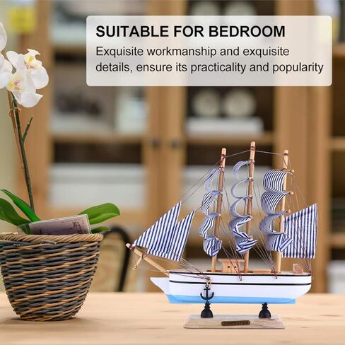 Sewroro Pirate Pirate Sailboat Model Decor Model Wooden Models 1Pc Nautical Decor Sailing for Ocean Theme Party Home Photo Props Sky- Blue Nautical Bathroom in Saudi Arabia