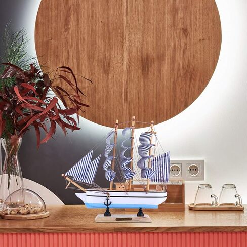 Sewroro Pirate Pirate Sailboat Model Decor Model Wooden Models 1Pc Nautical Decor Sailing for Ocean Theme Party Home Photo Props Sky- Blue Nautical Bathroom in Saudi Arabia