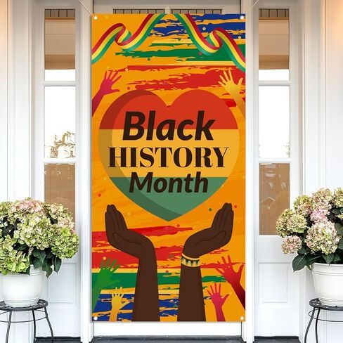 Black History Month Door Cover African American Festival Party Decorations Black History Month Banner Classroom Door Banner Front Porch Sign Indoor Outdoor Decor in Saudi Arabia