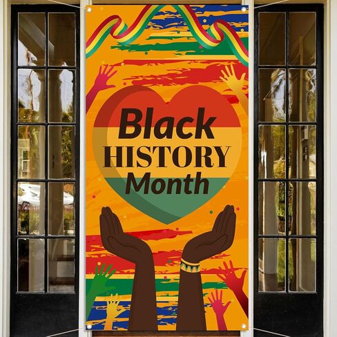 Black History Month Door Cover African American Festival Party Decorations Black History Month Banner Classroom Door Banner Front Porch Sign Indoor Outdoor Decor in Saudi Arabia