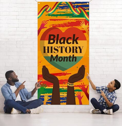 Black History Month Door Cover African American Festival Party Decorations Black History Month Banner Classroom Door Banner Front Porch Sign Indoor Outdoor Decor in Saudi Arabia