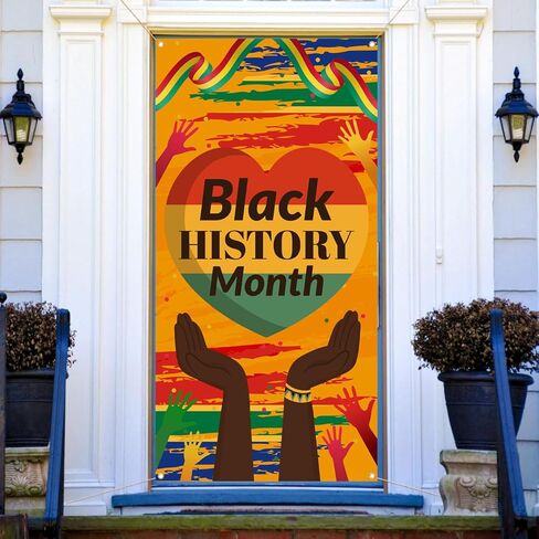 Black History Month Door Cover African American Festival Party Decorations Black History Month Banner Classroom Door Banner Front Porch Sign Indoor Outdoor Decor in Saudi Arabia